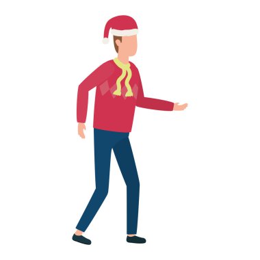 Noel şapkalı genç adam.