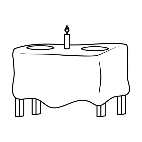 Mesa restaurante con plato y vela — Vector de stock