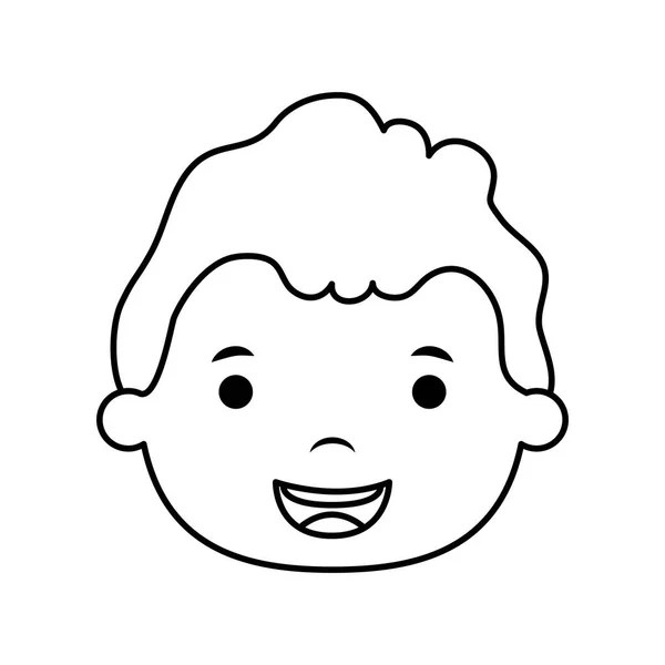 Cute little boy head comic character — Stock Vector