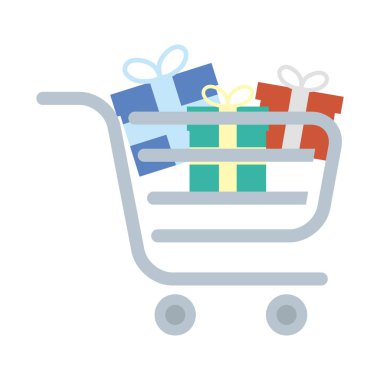 Hediye kutularıyla alışveriş arabası.