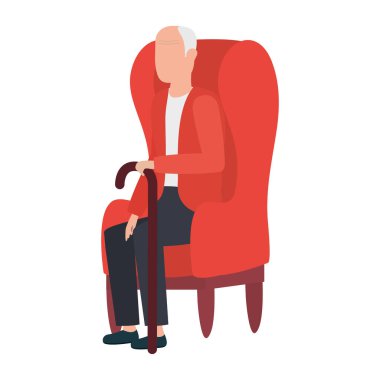 Kanepede oturan tatlı yaşlı adam.