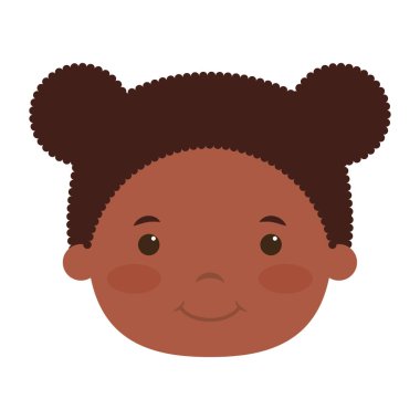 Küçük tatlı afro kız baş komik karakter.