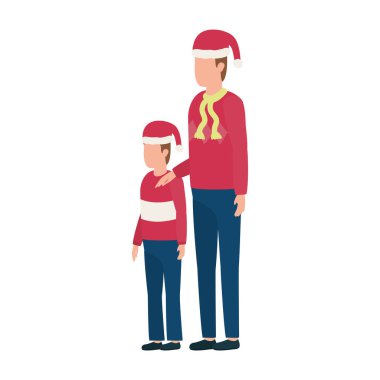 Noel şapkalı baba oğul karakterleri