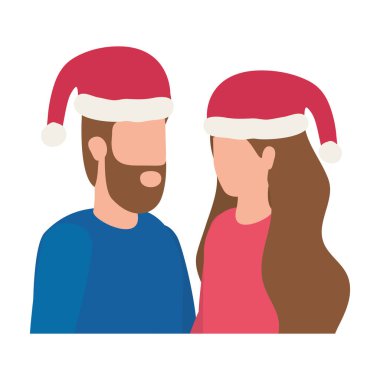 Noel şapkalı genç aşıklar.