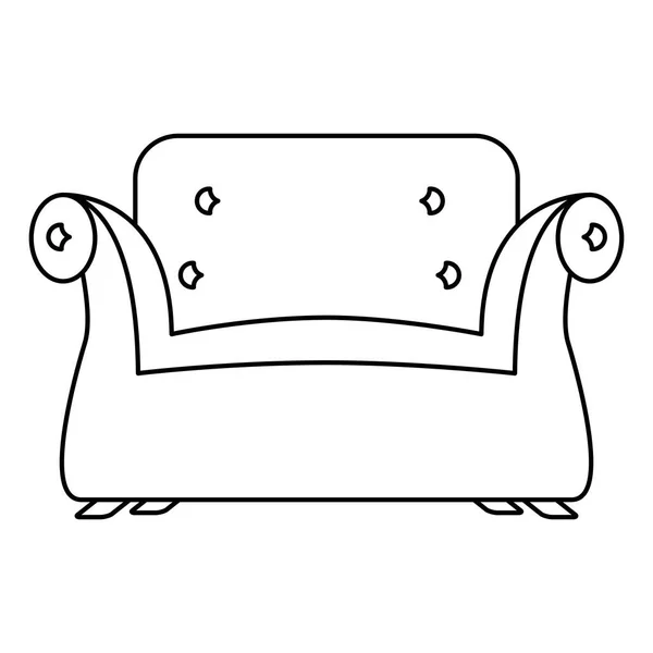 Wygodna sofa forniture odizolowana ikona — Wektor stockowy