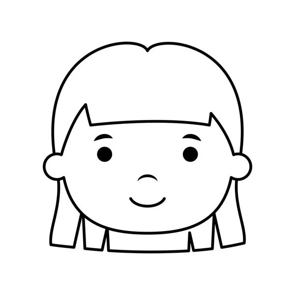 Cute little girl head comic character — Stock Vector