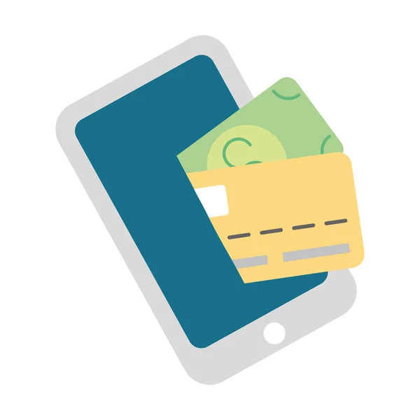 Smartphone-Gerät mit Kreditkarte und Rechnung — Stockvektor