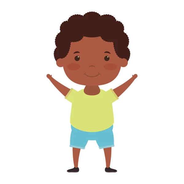 Schattig klein afro jongen stripfiguur — Stockvector