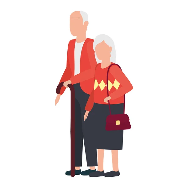 Mignon vieux couple personnages comiques — Image vectorielle