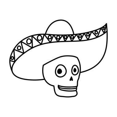 mariachi kafatası çizgi karakter simgesi