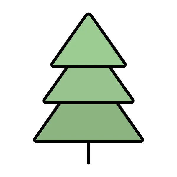 Feliz árbol de pino de Navidad icono — Vector de stock