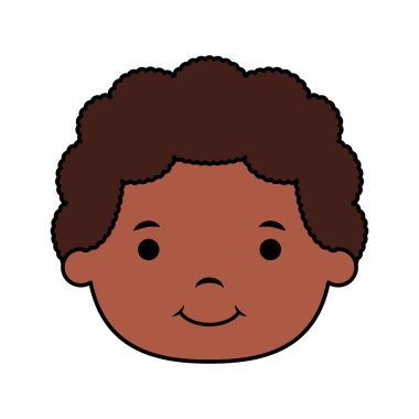 Küçük tatlı afro çocuk baş komik karakter.