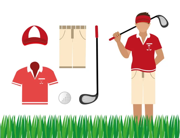 Paquete de iconos de conjunto de golf — Archivo Imágenes Vectoriales