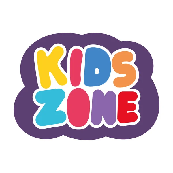 Zone enfants lettrage étiquette icône — Image vectorielle