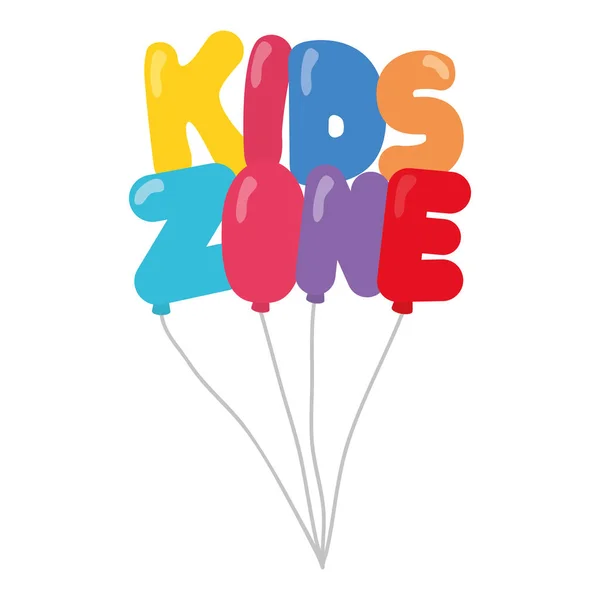 Kids Zone Schriftzug mit Luftballons Helium — Stockvektor