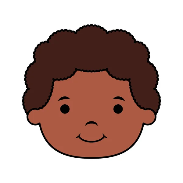 Cute little afro boy head comic character — Stock Vector