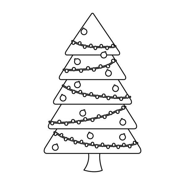 christmas pine tree with balls hanging