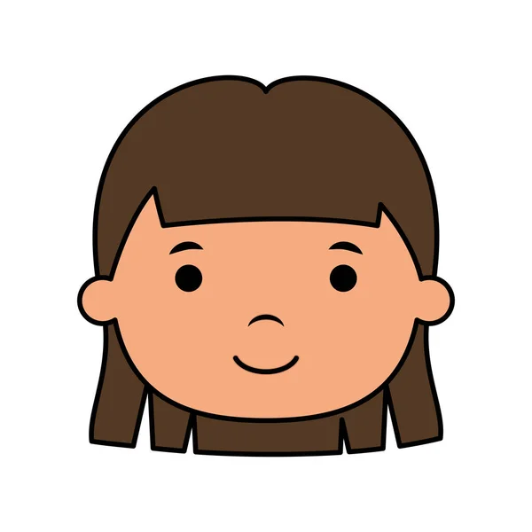 Cute little girl head comic character — Stock vektor
