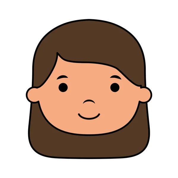 Cute little girl głowa komiks charakter — Wektor stockowy