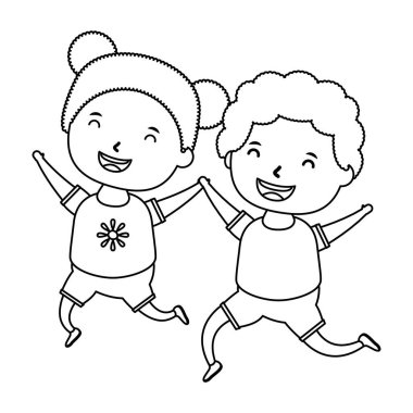 Küçük sevimli çocuklar, komik karakterler.