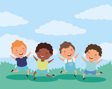 Irklar arası küçük çocuklar grubu.