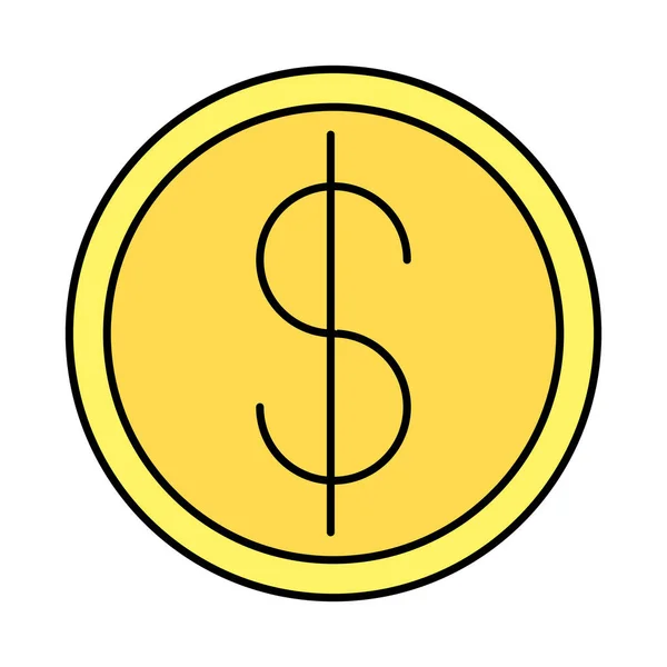 Monety pieniądze dolar pojedyncze ikona — Wektor stockowy