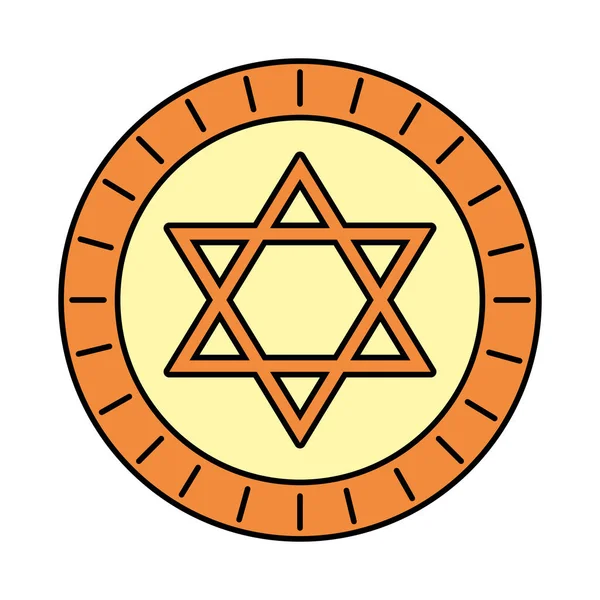 Moneda de celebración feliz hanukkah con estrella — Vector de stock
