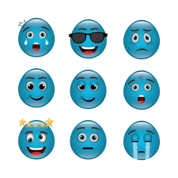 Pacote de emoticons com expressões — Vetor de Stock