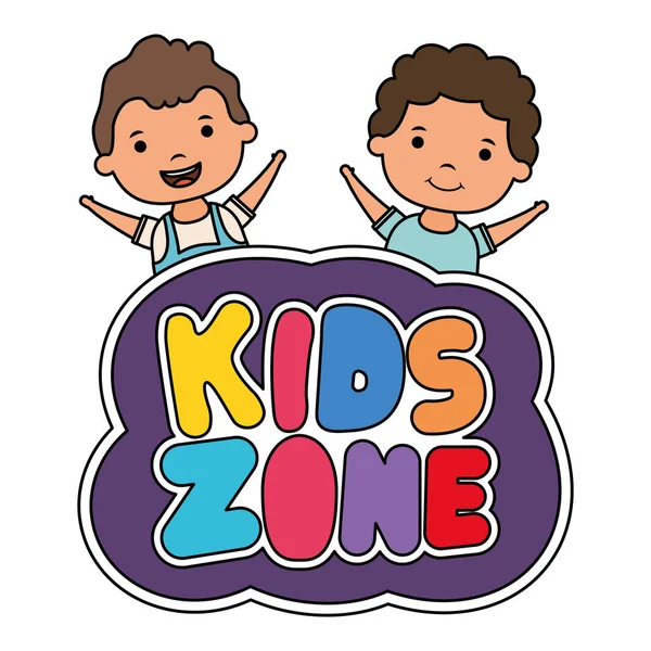 Lindo niños con niños zona de letras — Vector de stock