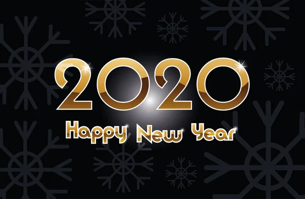 Gelukkig nieuwjaar 2020 feestelijk label met gouden cijfers — Stockvector