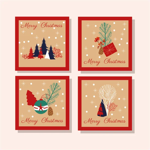 Frohe Weihnachten Bündel von Karten — Stockvektor