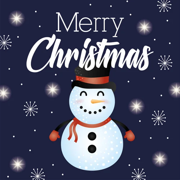Feliz cartão de Natal alegre com boneco de neve — Vetor de Stock