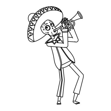 Mariachi kurukafa trompet çalan komik karakter