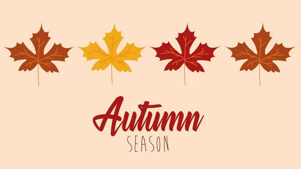 Olá outono estação bordo folhas e caligrafia — Vetor de Stock