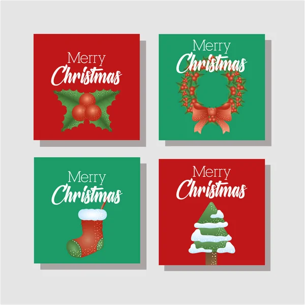 Hyvää joulua nippu kortteja — vektorikuva