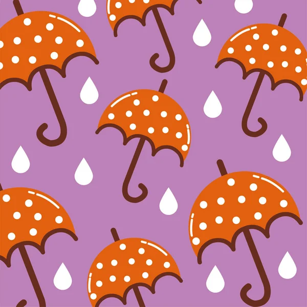 Hello autumn season umbrellas pattern — Stock Vector