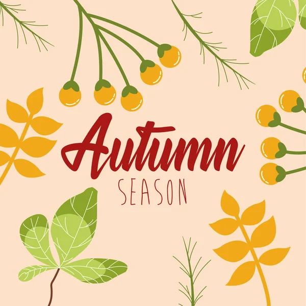 Hello őszi szezon levelek és kalligráfia — Stock Vector