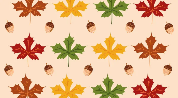 Hello podzim sezóna javorové listy a žaludy vzor — Stockový vektor