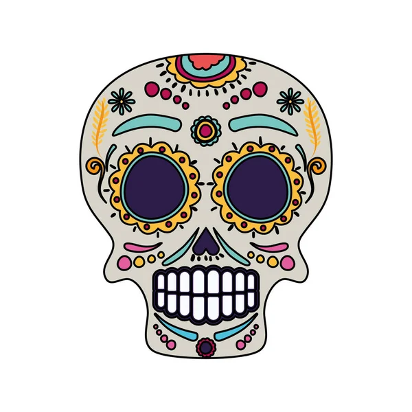 Skull mask painted head icon — Stock Vector