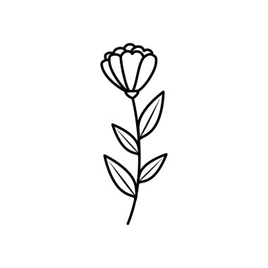 Ağaç dalı ve yaprak çizgi simgesi olan sevimli bir çiçek