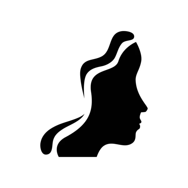 Silhouet van profiel vrouw hoofd avatar karakter — Stockvector