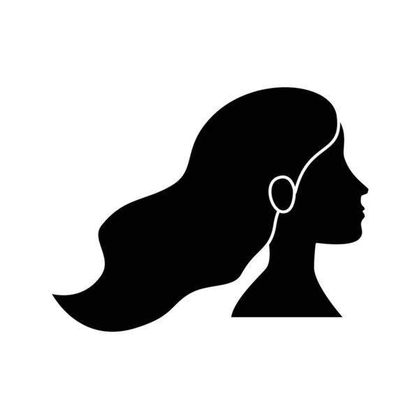 Silhouet van profiel vrouw hoofd avatar karakter — Stockvector