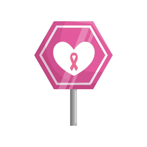 Stick signage of the fight cancer against breast — Stock Vector