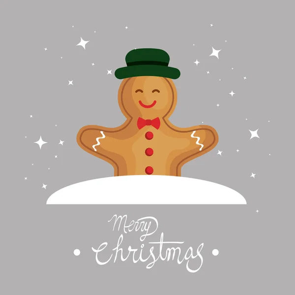 Joyeuse affiche de Noël avec biscuit au gingembre — Image vectorielle
