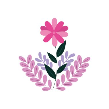 Dalları ve yaprakları olan sevimli bir çiçek çizgisi simgesi