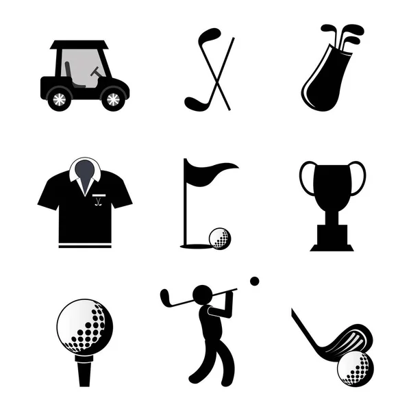 一捆高尔夫球具图标 — 图库矢量图片