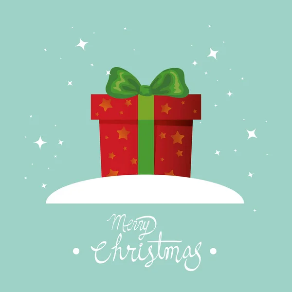 Frohe Weihnachten Plakat mit Geschenkbox — Stockvektor