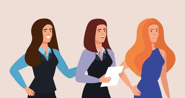 Group of businesswomen avatar character — Stock Vector