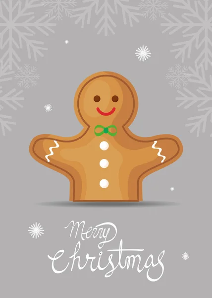 Joyeuse affiche de Noël avec biscuit au gingembre — Image vectorielle