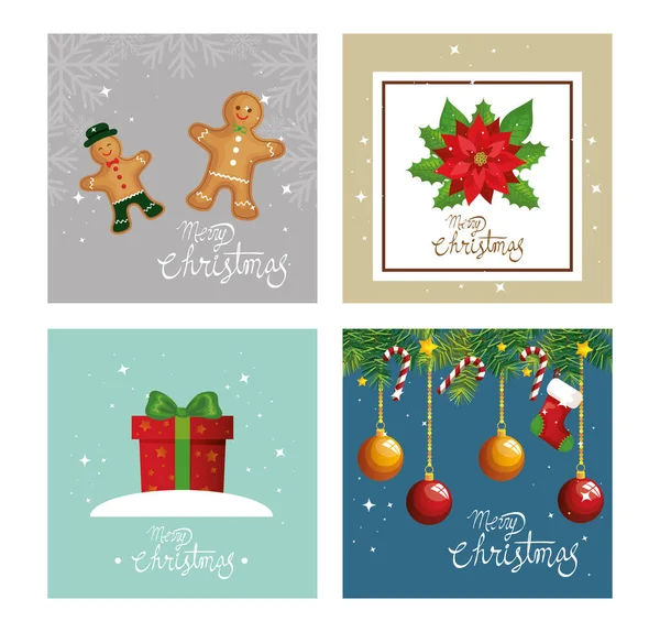 Set poster di Buon Natale e decorazione — Vettoriale Stock